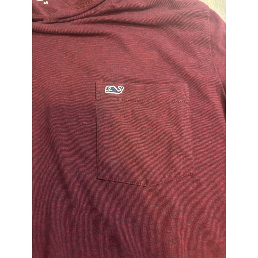 Vineyard Vines Hoodie Mens M Burgundy Edgartown Pima Cotton Blend Pocket Tee - Picture 3 of 3